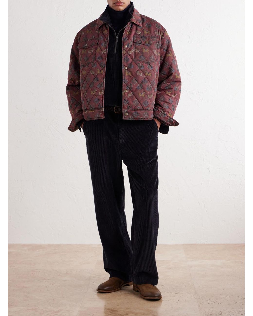 Aimé Leon Dore Printed Quilted Shell Jacket in Purple für Herren