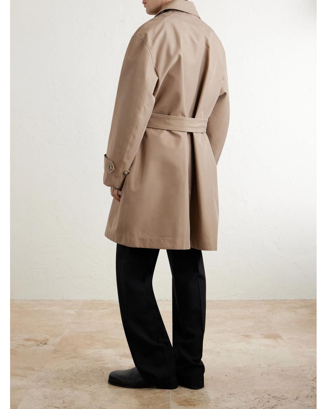 AMI Natural Belted Woven Trench Coat for men