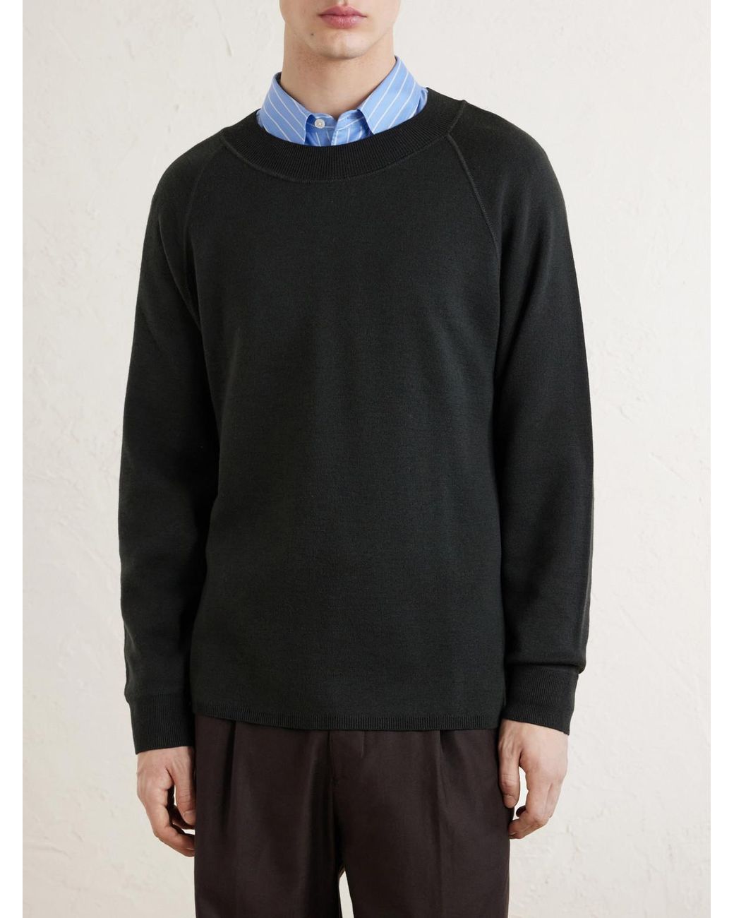 Margaret Howell Black Mhl. Merino Wool Sweatshirt for men