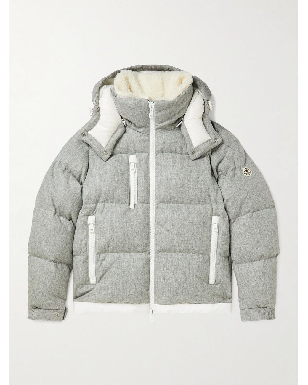 Moncler Gray Tarentaise Quilted Virgin Wool-Flannel Hooded Down Jacket for men