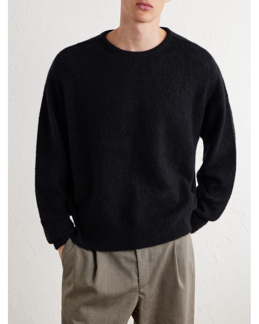 A.PRESSE Blue Brushed Cashmere Sweater for men