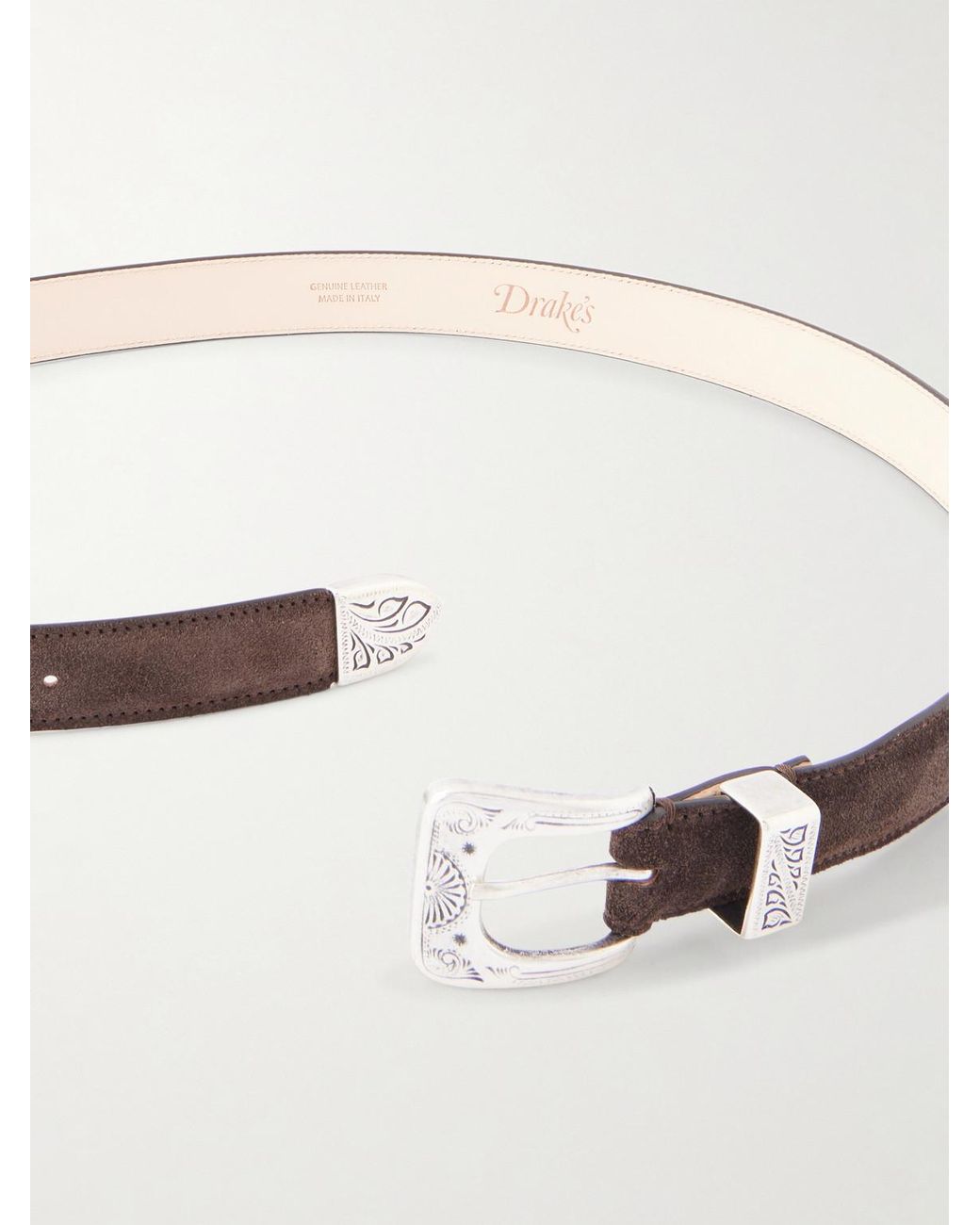 Drake's Brown 2.5Cm Suede Belt for men