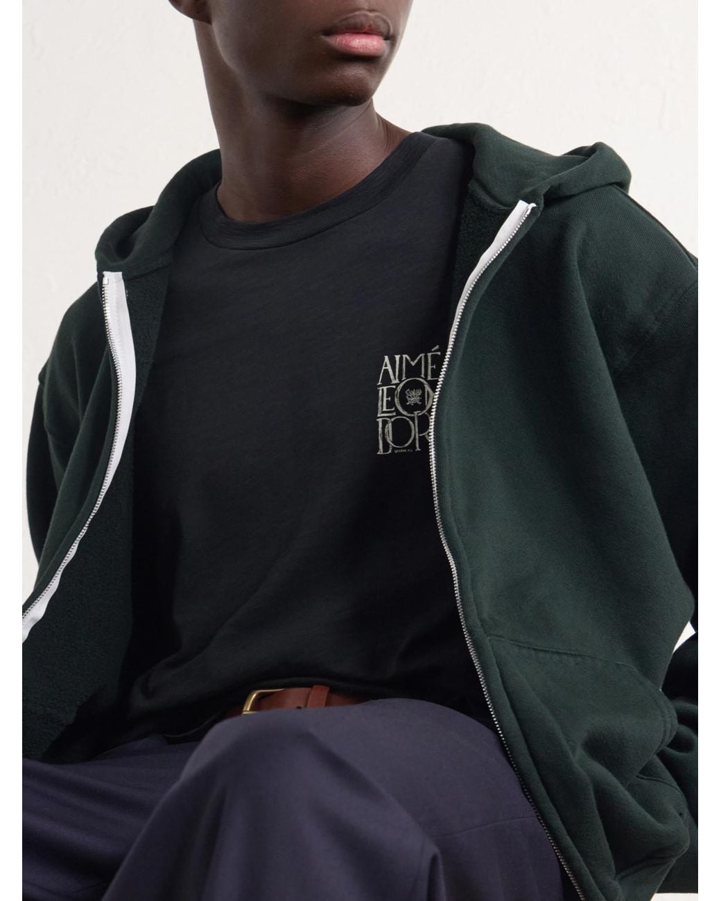 Aimé Leon Dore Black Logo-Print Cotton-Jersey T-Shirt for men