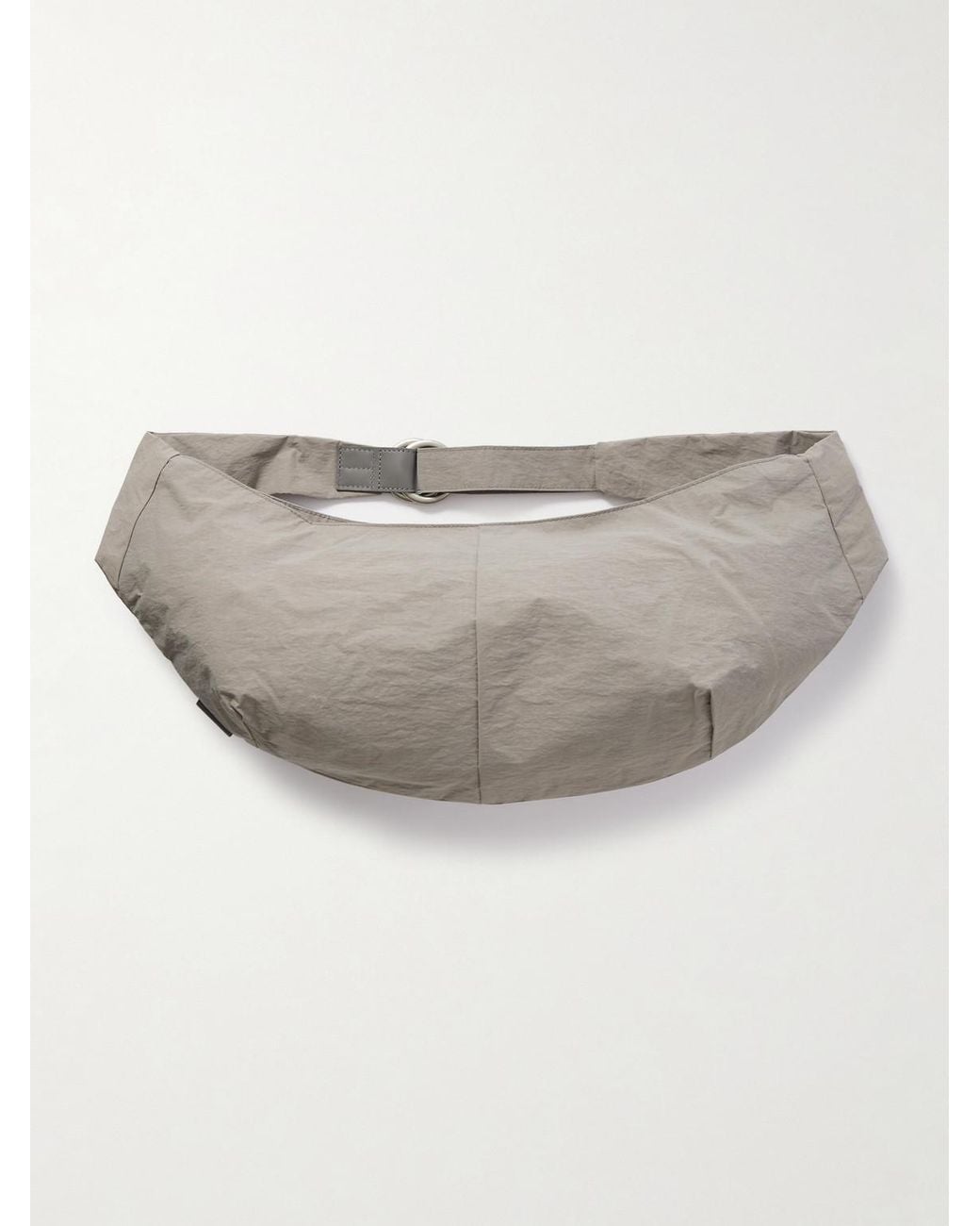 Master Piece Gray Sash Large Leather-Trimmed Coated-Nylon Sling Bag for men