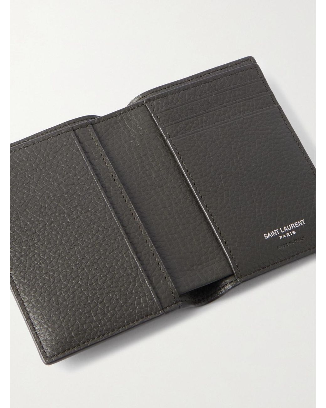Saint Laurent Black Logo-appliquéd Full-grain Leather Billfold Wallet for men