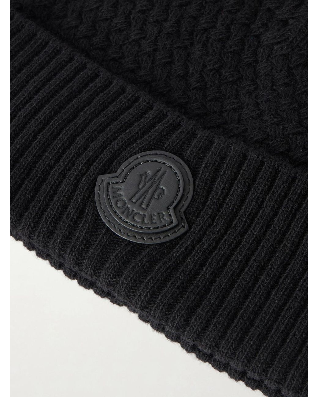 Moncler Black Logo-Appliquéd Wool And Cashmere-Blend Beanie for men