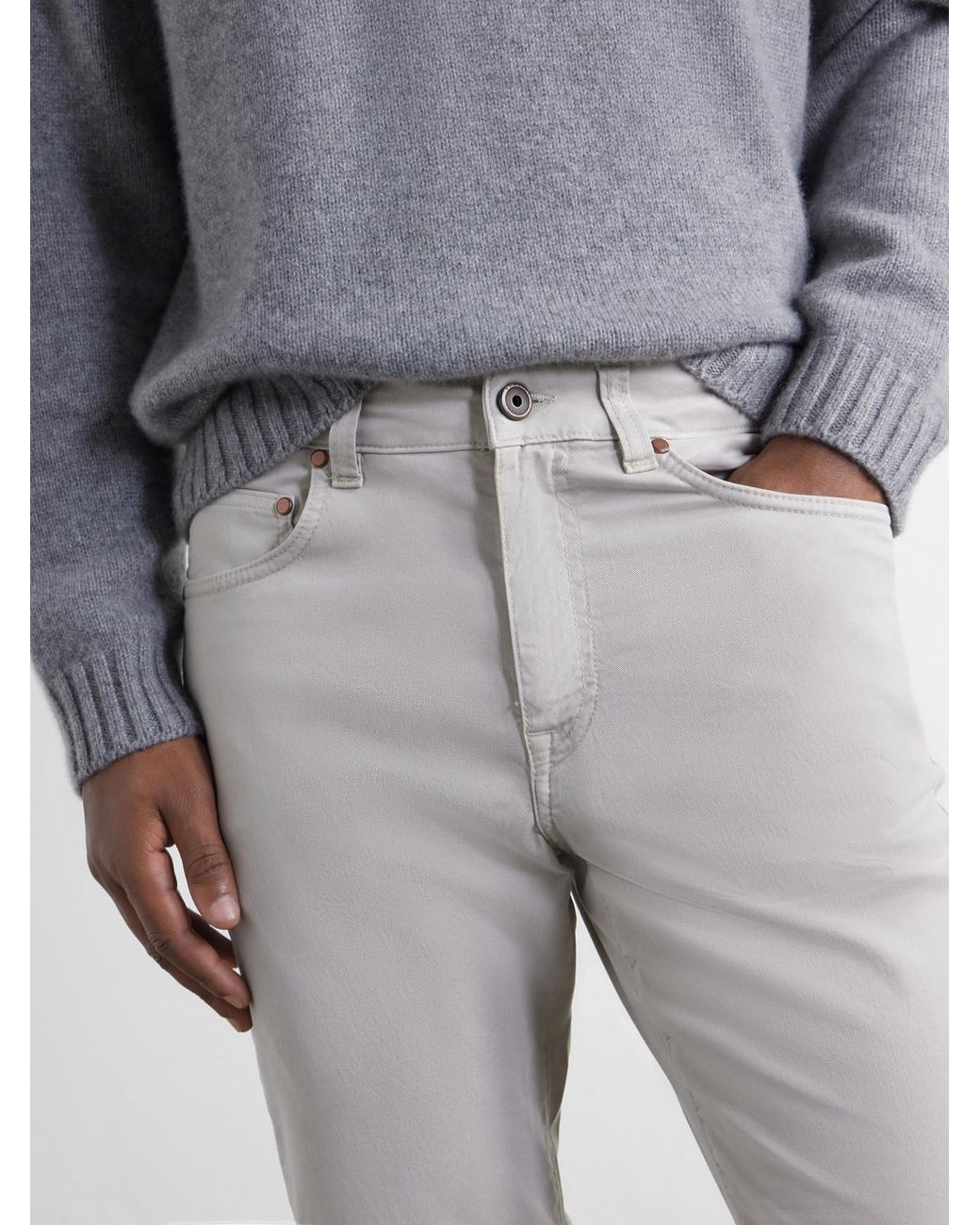 Boglioli White Straight-Leg Garment-Dyed Cotton-Blend Twill Trousers for men