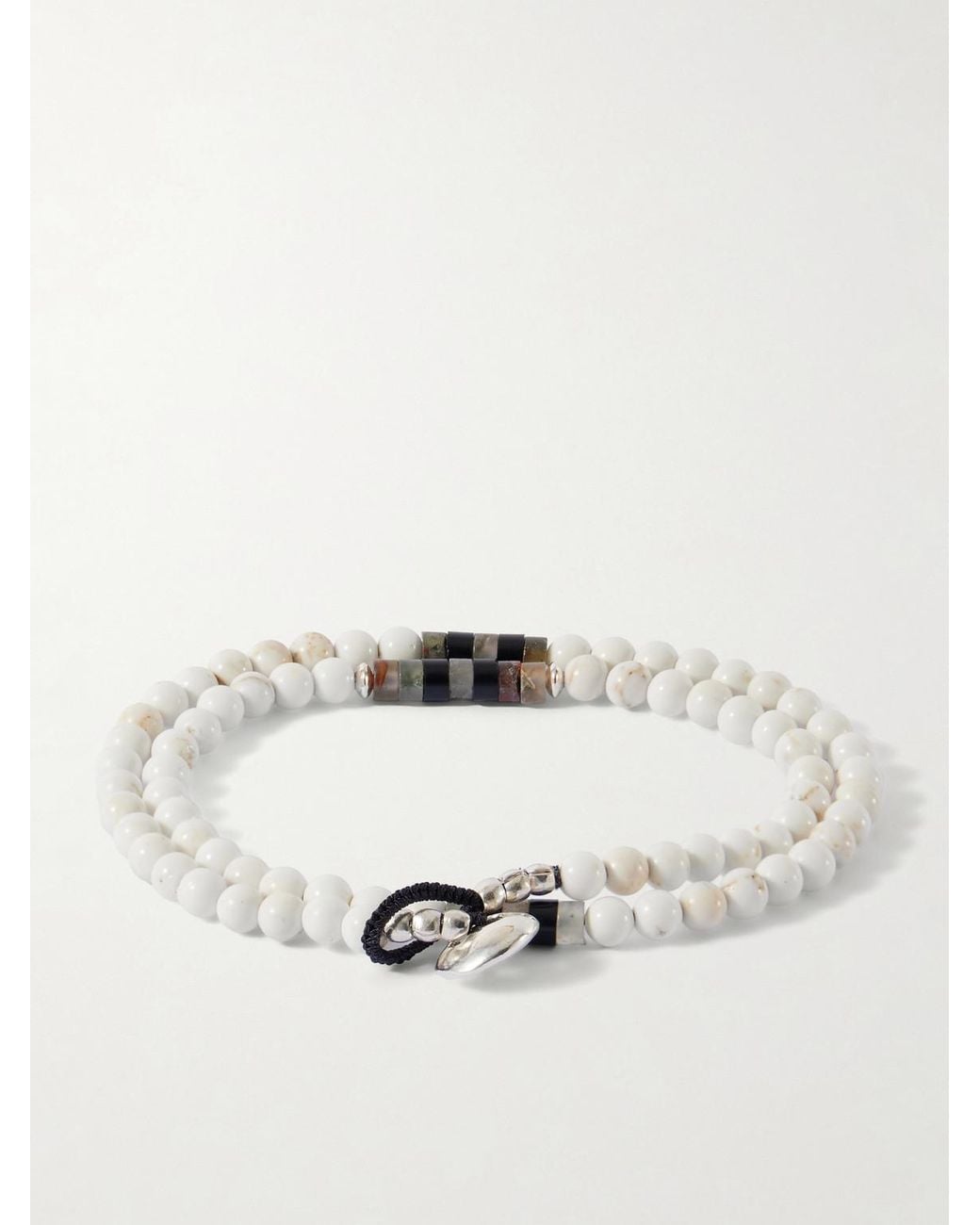 Mikia White Sterling Magnesite Bracelet for men