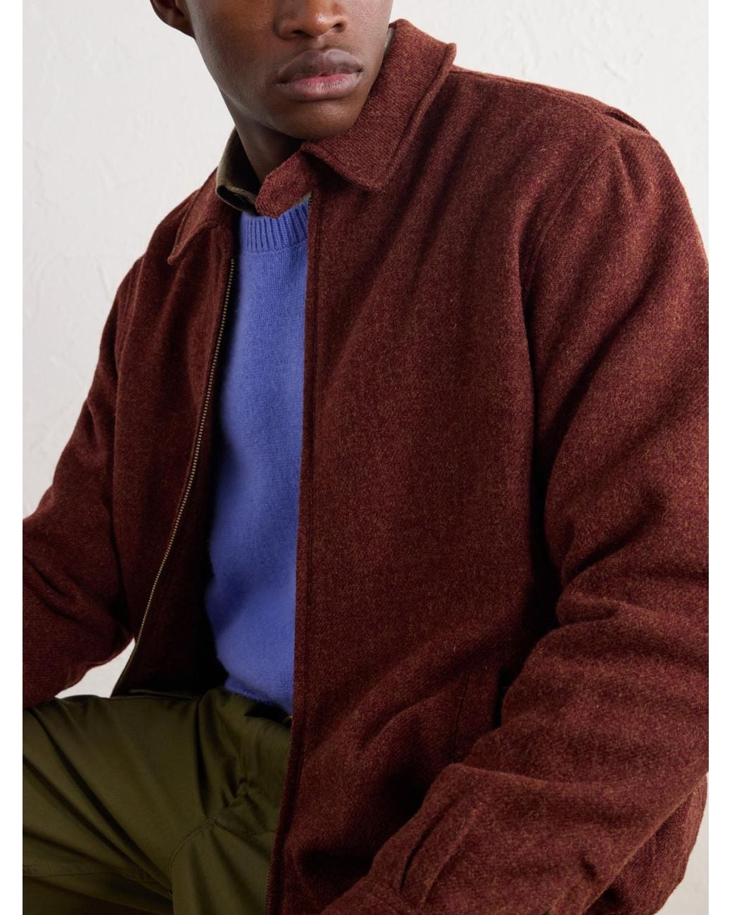 Portuguese Flannel Red Aurelia Wool-Tweed Blouson Jacket for men