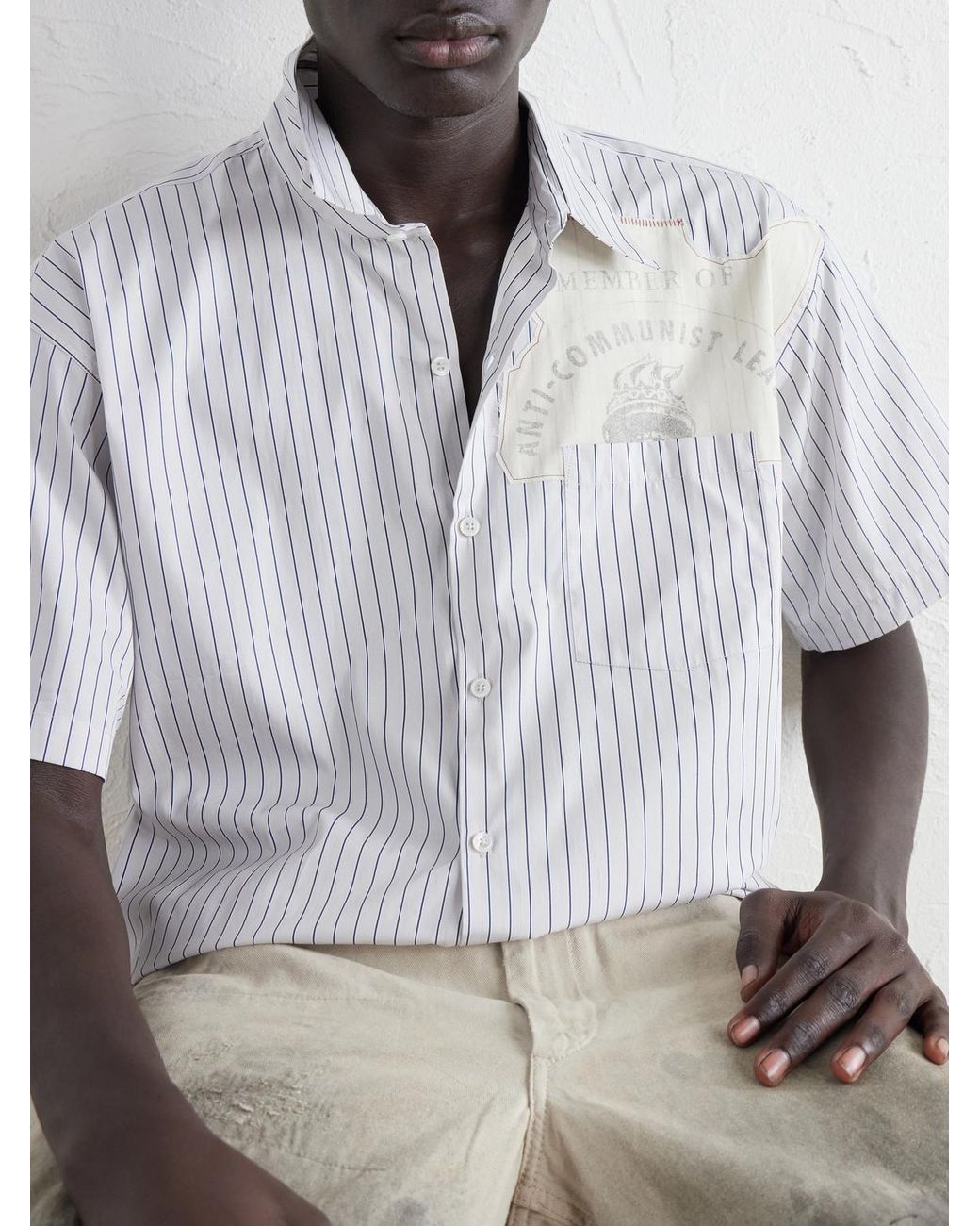 Enfants Riches Deprimes White Striped Cotton-Oxford Shirt for men