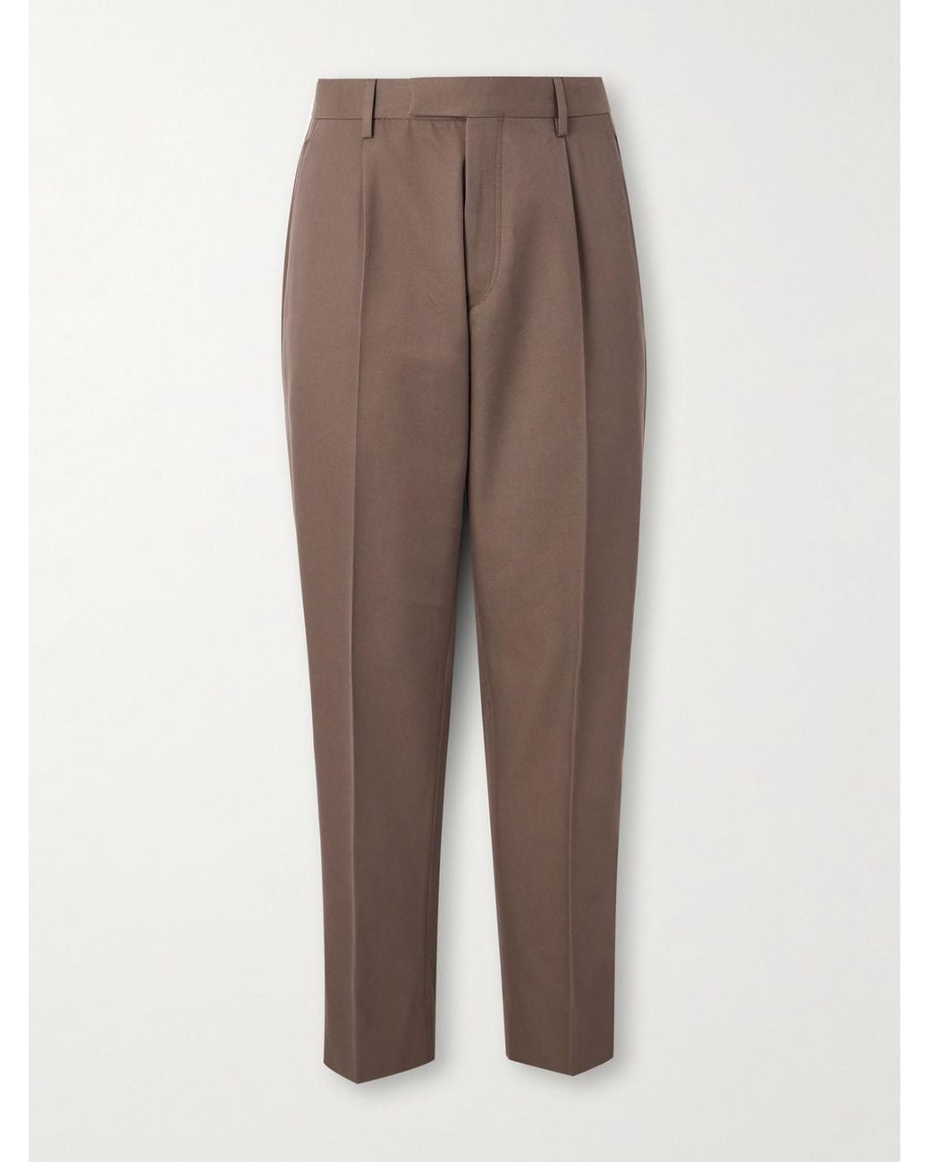 Zegna Brown Straight-Leg Cotton And Wool-Blend Trousers for men