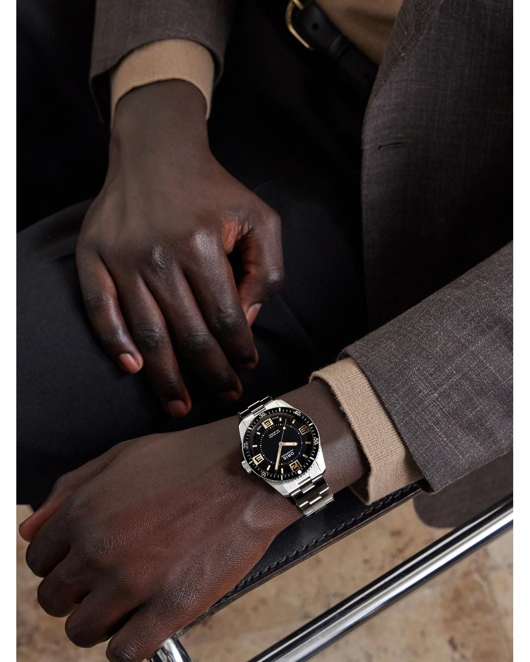 Oris Black 60Th Anniversary Edition Automatic Stainless Steel Watch, Ref. 01 733 7772 4034-Set for men