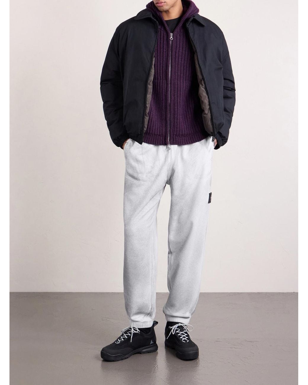 Stone Island White Tapered Reflective Organic Cotton Fleece Sweatpants for men