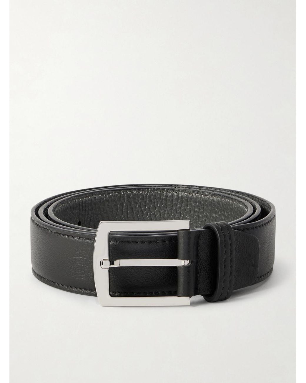 Kiton Black 3.5Cm Leather Belt for men