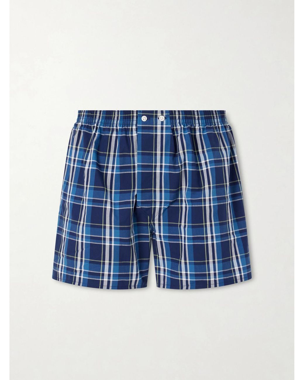 Derek Rose Blue Barker 42 Checked Cotton-Jersey Boxer Shorts for men
