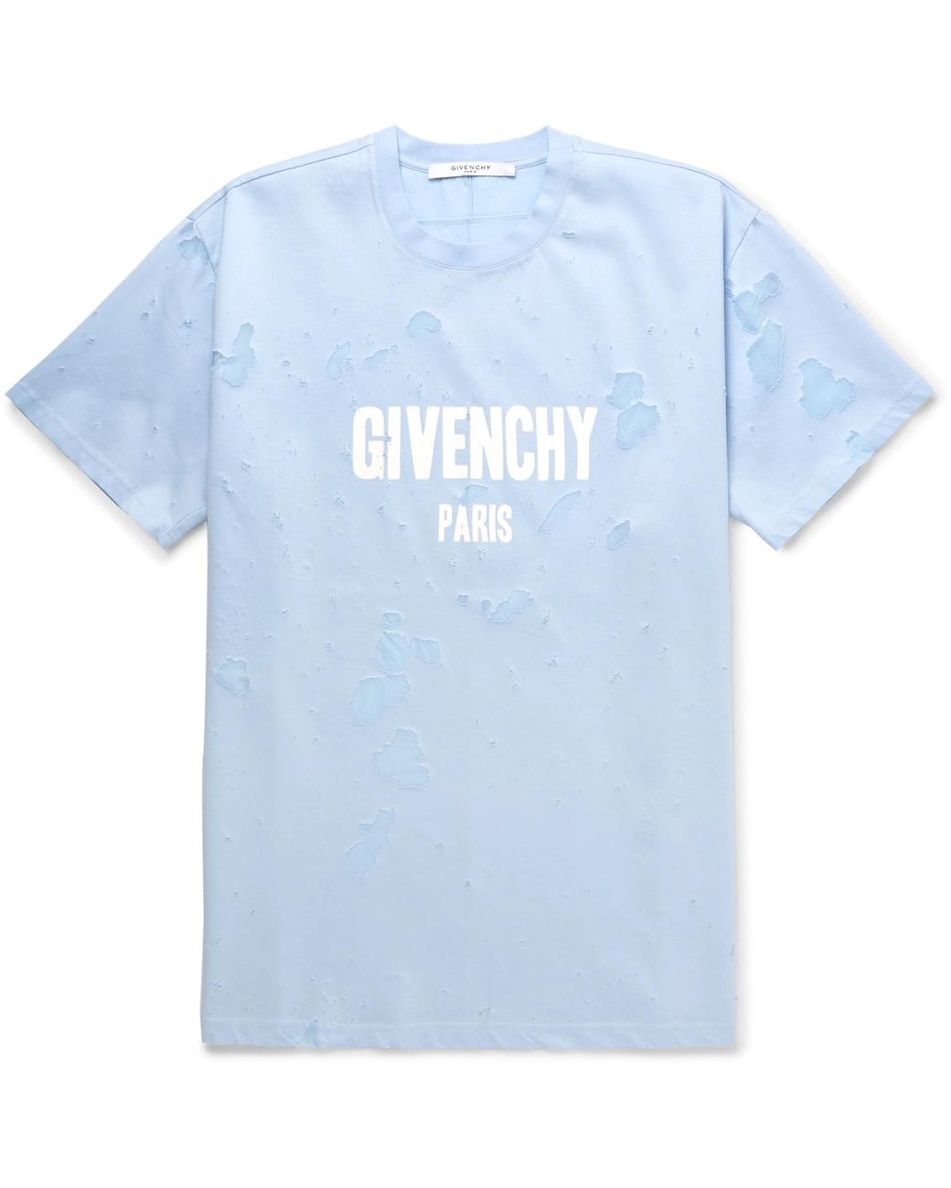 Givenchy Columbian-fit Distressed Printed Cotton-jersey T-shirt in Blue for  Men | Lyst