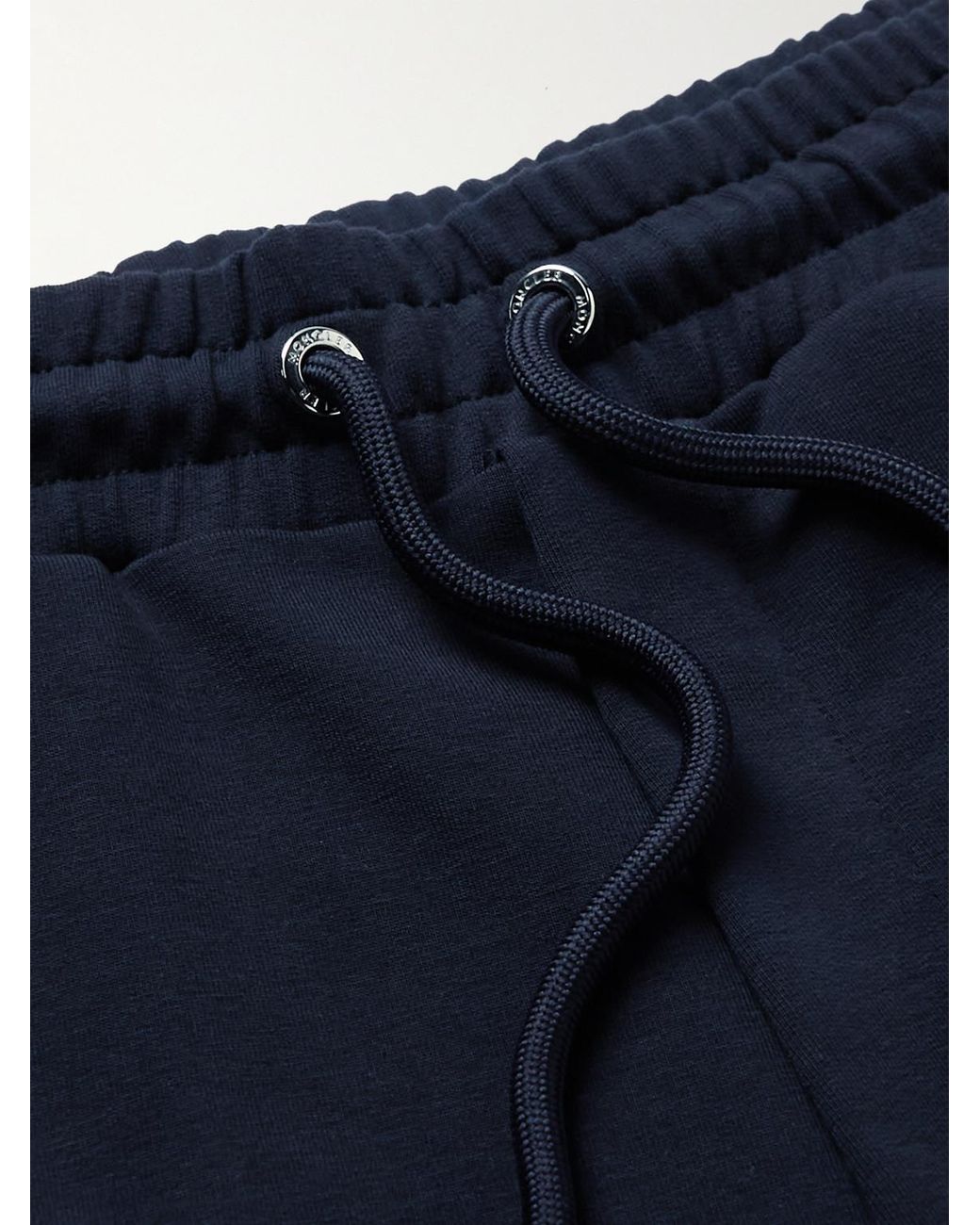 Moncler Blue Tapered Webbing-Trimmed Stretch-Cotton Jersey Sweatpants for men
