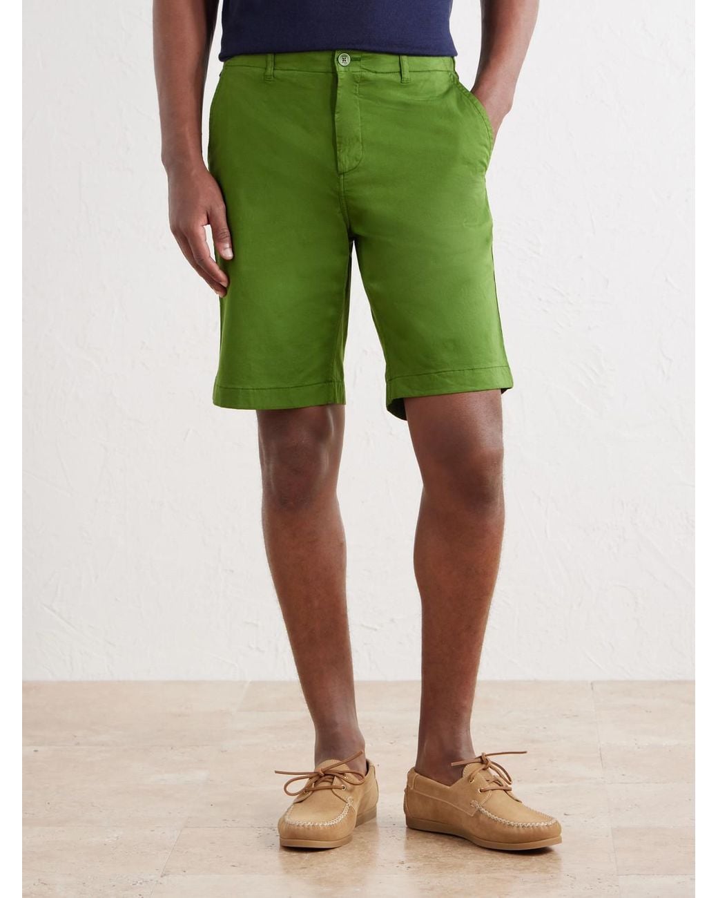 Vilebrequin Green Belin Woven Cotton-Blend Casual Shorts for men