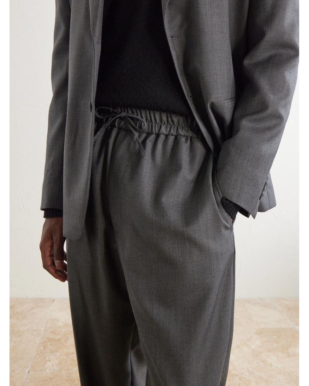 Officine Generale Gray Nilson Straight-Leg Wool, Cashmere And Silk-Blend Suit Trousers for men