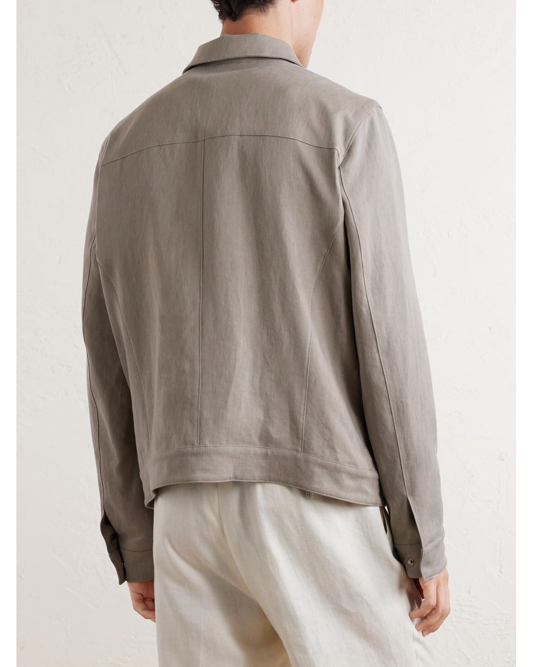 Thom Sweeney Natural Linen Bomber Jacket for men