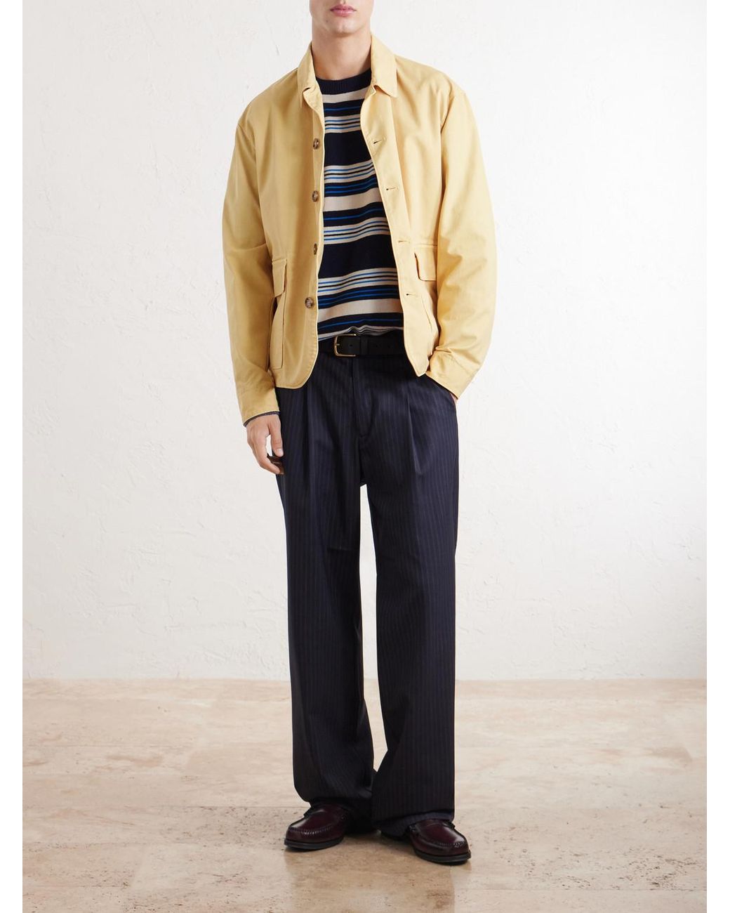 Paul Smith Blue Striped Wool And Cotton-Blend Sweater for men