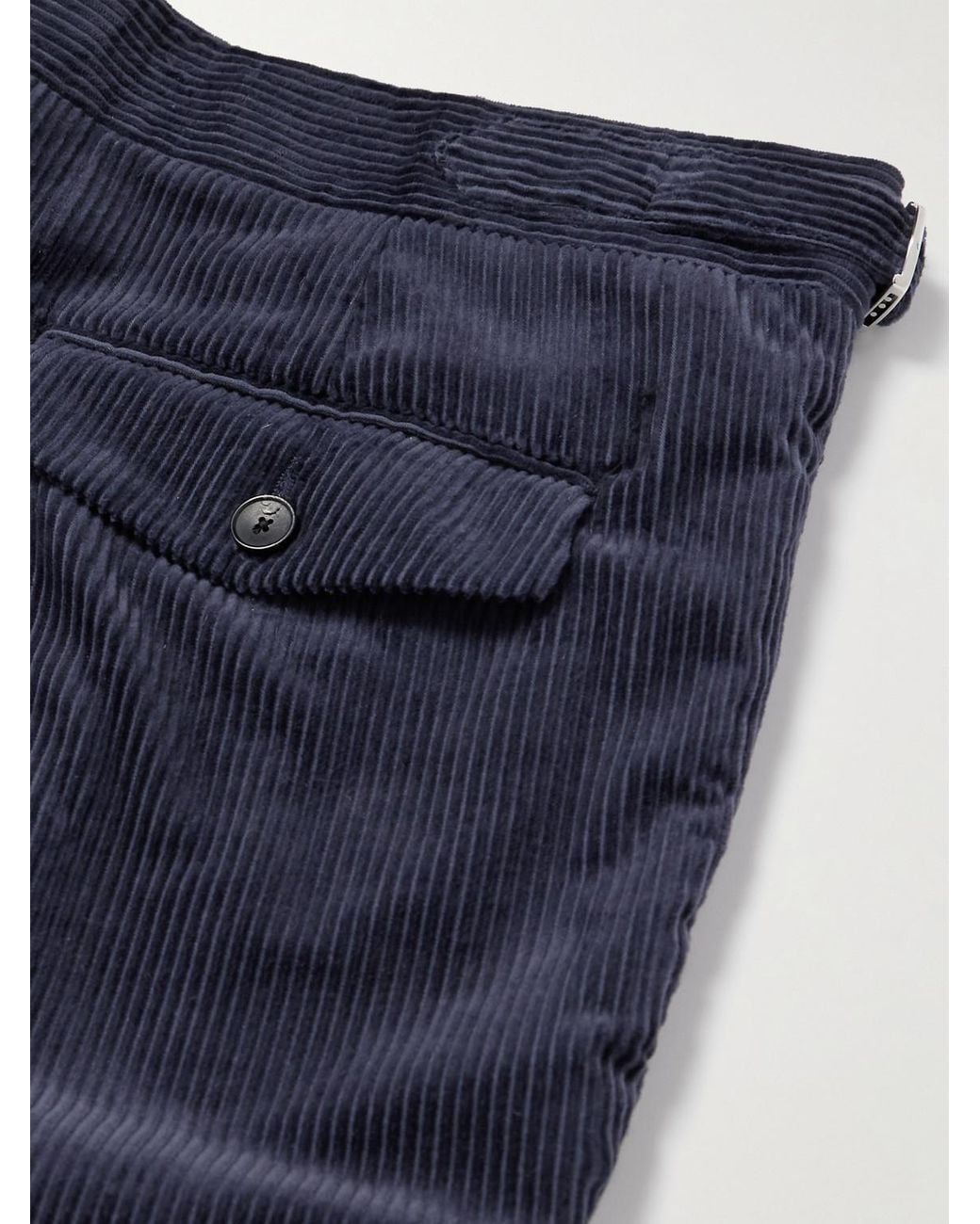 Mr P. Blue Slim-Fit Straight-Leg Cotton And Cashmere-Blend Corduroy Tuxedo Trousers for men