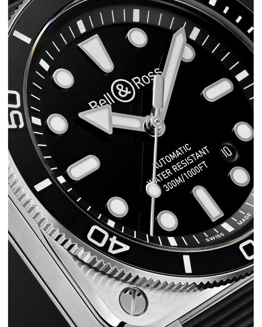 Bell & Ross Black Br-03 Diver Automatic Stainless Steel Watch, Ref. Br03A-D-Bl-St/Srb for men