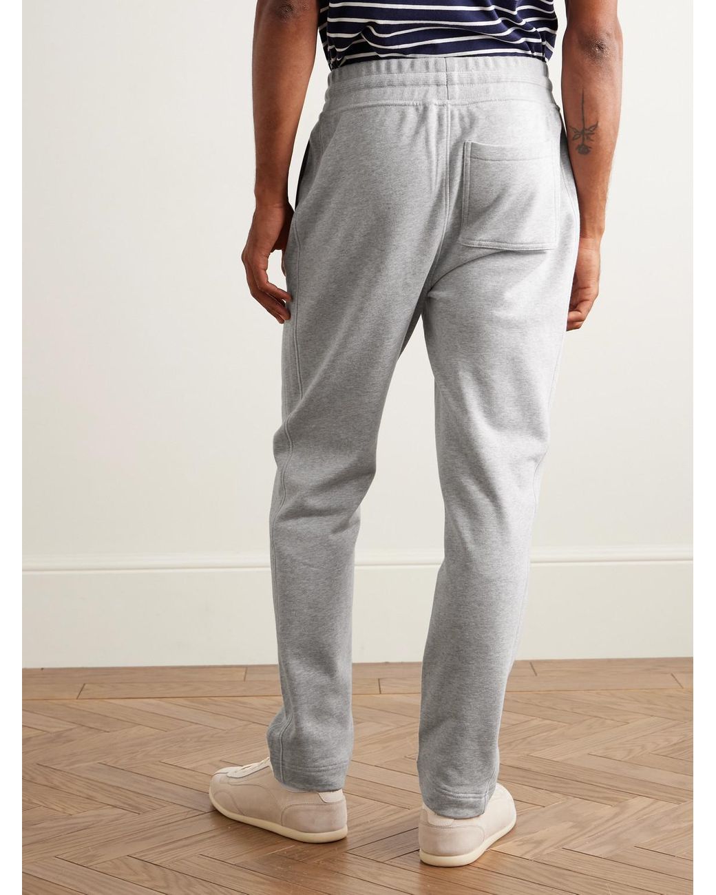 Mr P. Gray Slim-Fit Organic Cotton-Jersey Sweatpants for men