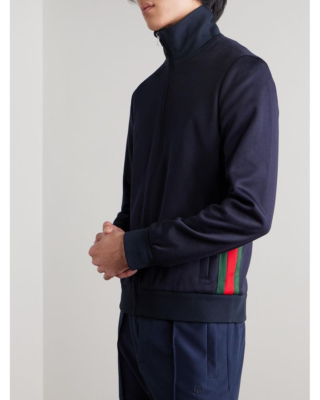 Gucci Blue Striped Jersey Track Jacket for men