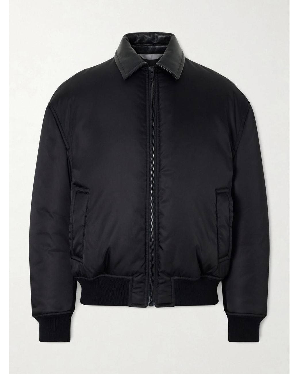Balenciaga Black Coccon Leather-trimmed Padded Shell Bomber Jacket for men