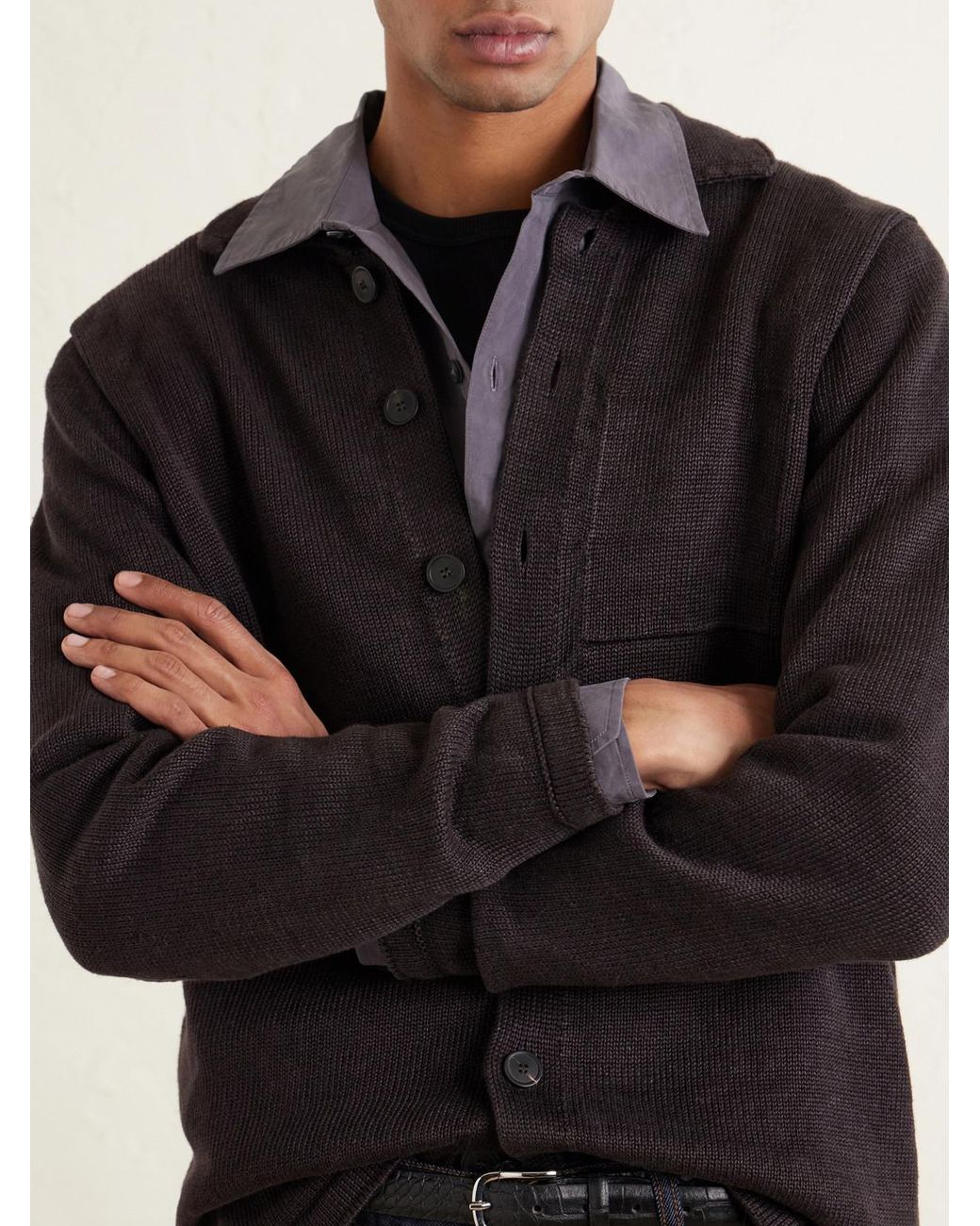 Inis Meáin Blue Linen Cardigan for men