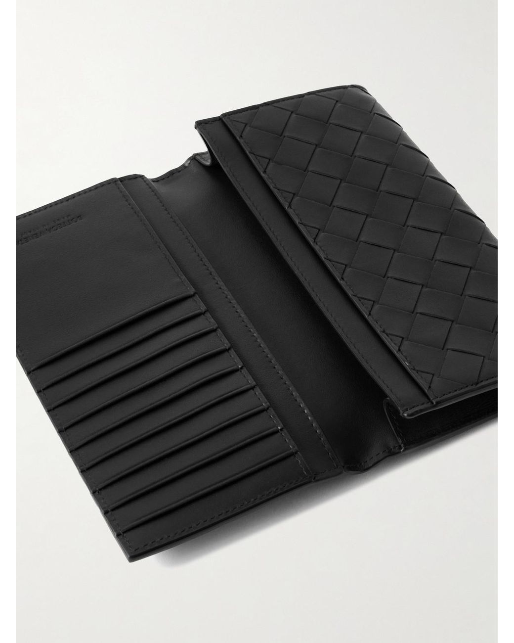Bottega Veneta Black Intrecciato Leather Wallet for men