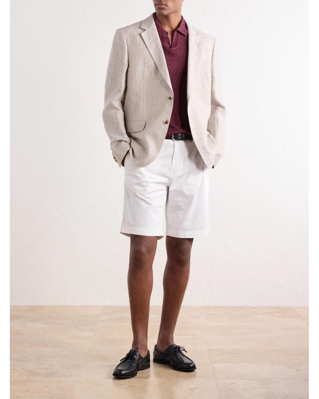 Vilebrequin White Belin Woven Cotton-Blend Casual Shorts for men