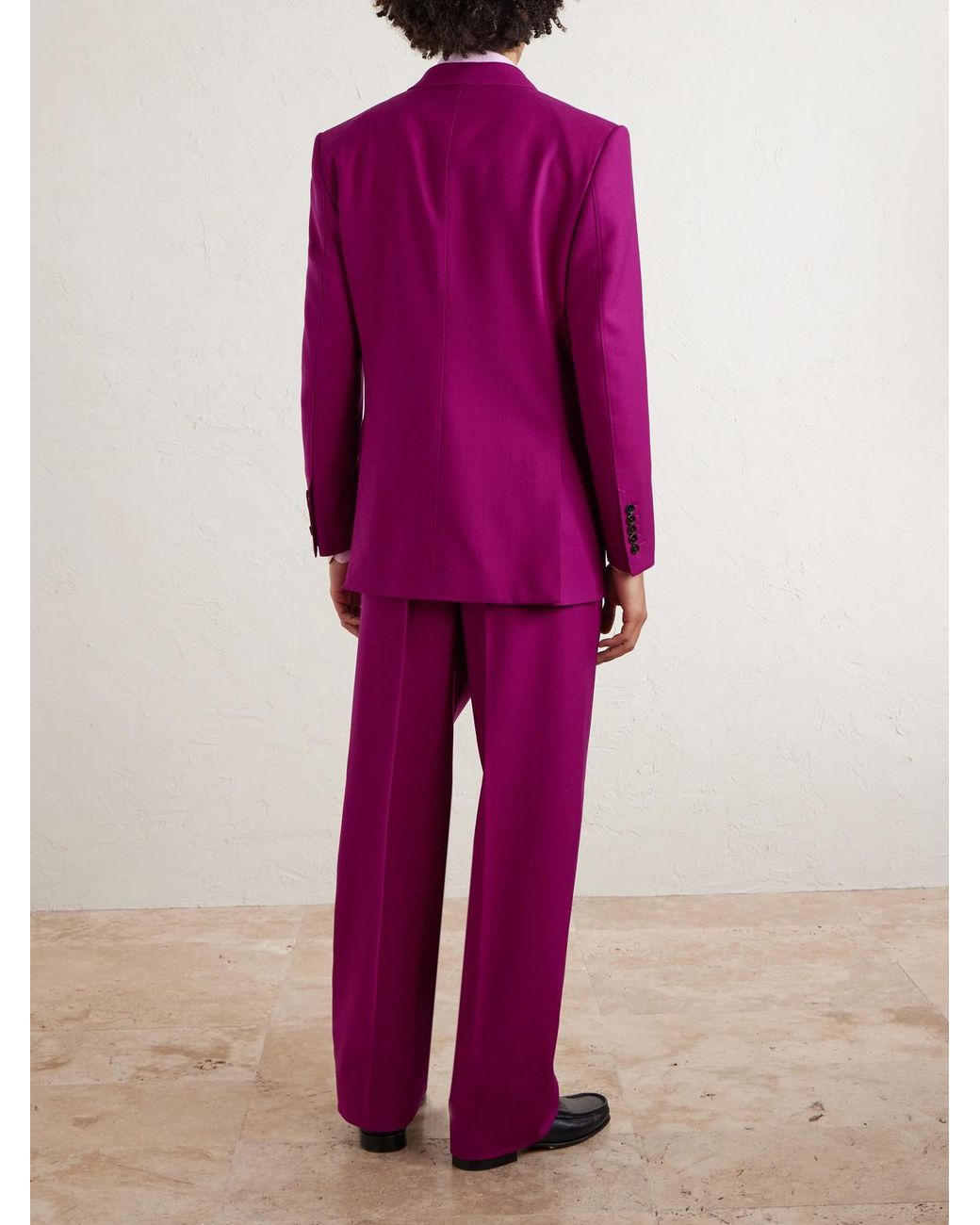 Tom Ford Pink Slim-fit Double-breasted Wool-twill Suit Jacket for men