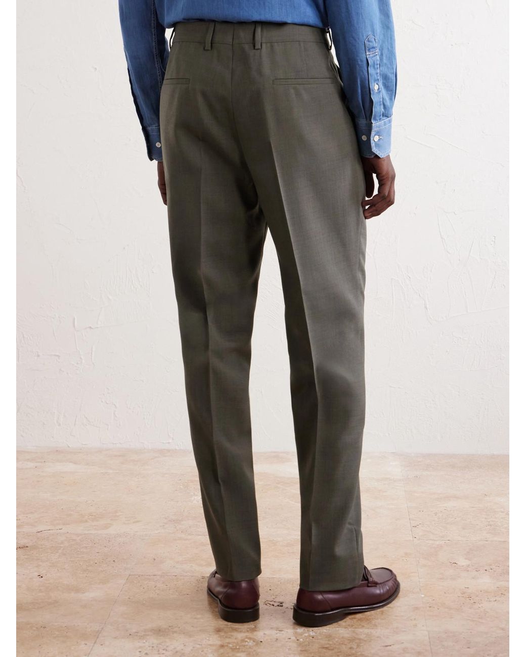 Brunello Cucinelli Gray Straight-Leg Wool Suit Trousers for men