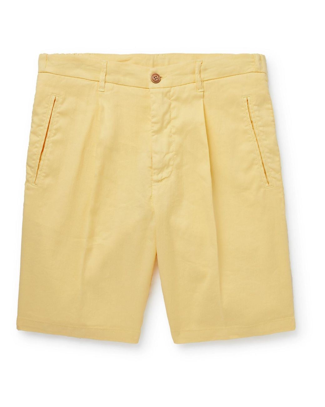 Altea Slub Linen-blend Shorts in Yellow for Men - Lyst