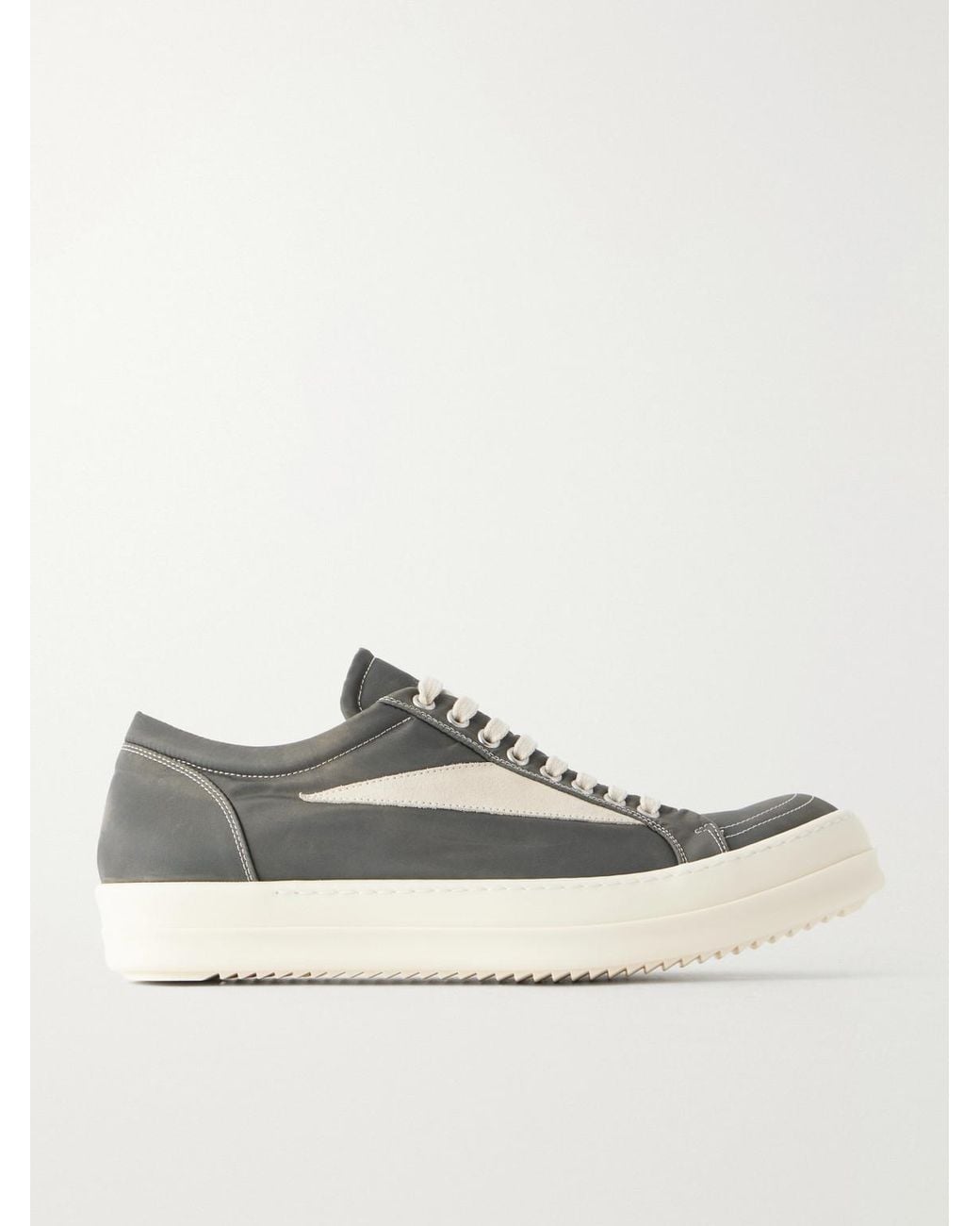Rick Owens Gray Vintage Suede-Trimmed Denim Sneakers for men