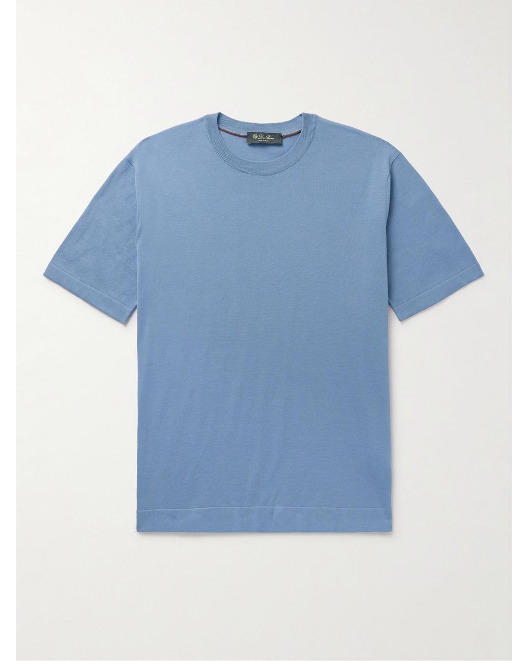 Loro Piana Blue Cotton-Jersey T-Shirt for men