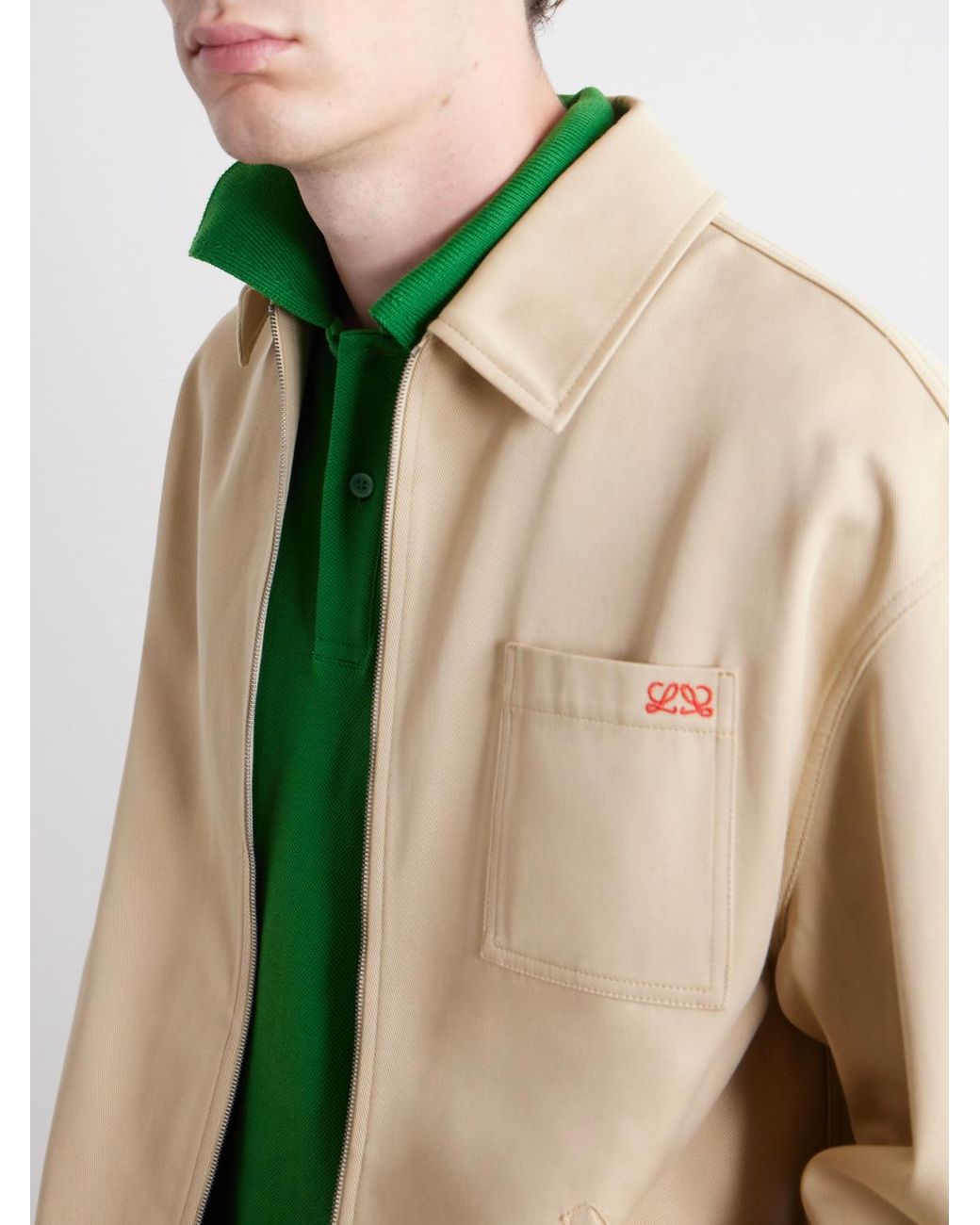 Loewe Natural Logo-Embroidered Cotton-Twill Jacket for men