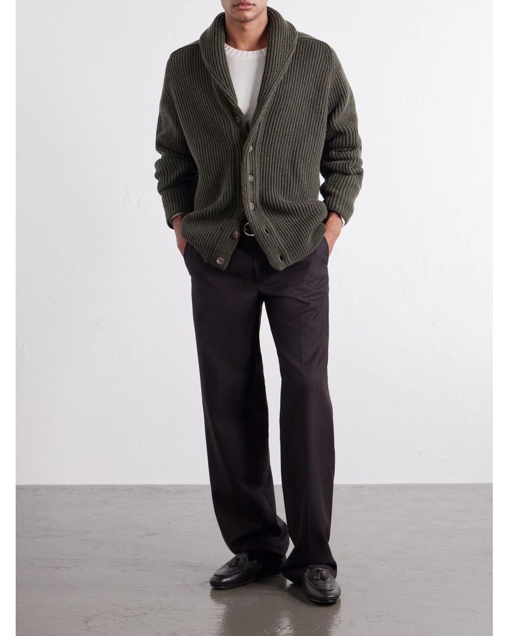 Begg x Co Gray Yacht Cashmere Cardigan for men