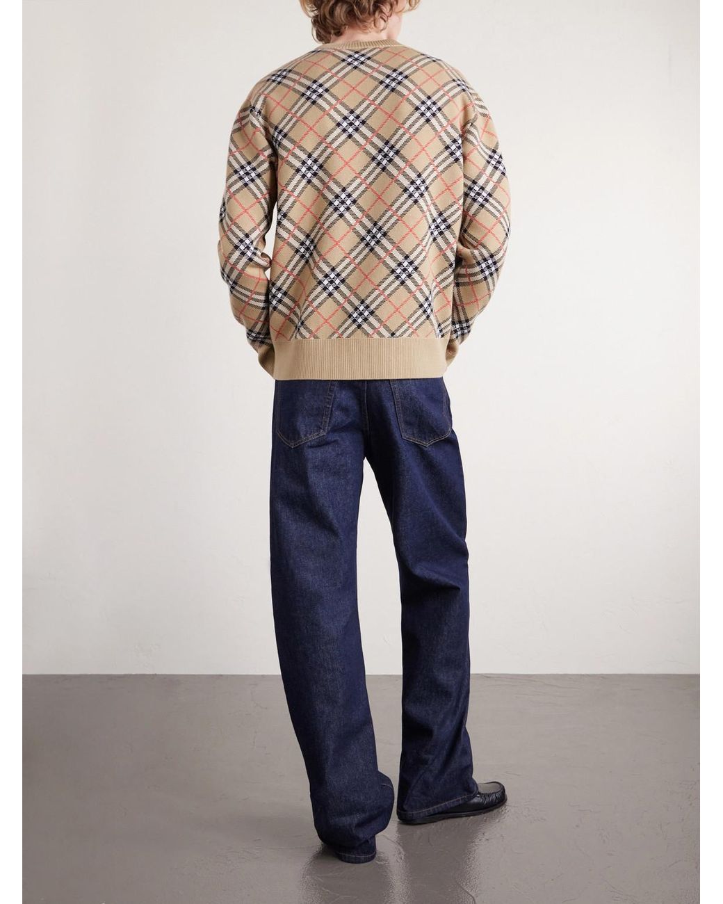 Burberry Natural Checked Cotton-blend Sweater for men
