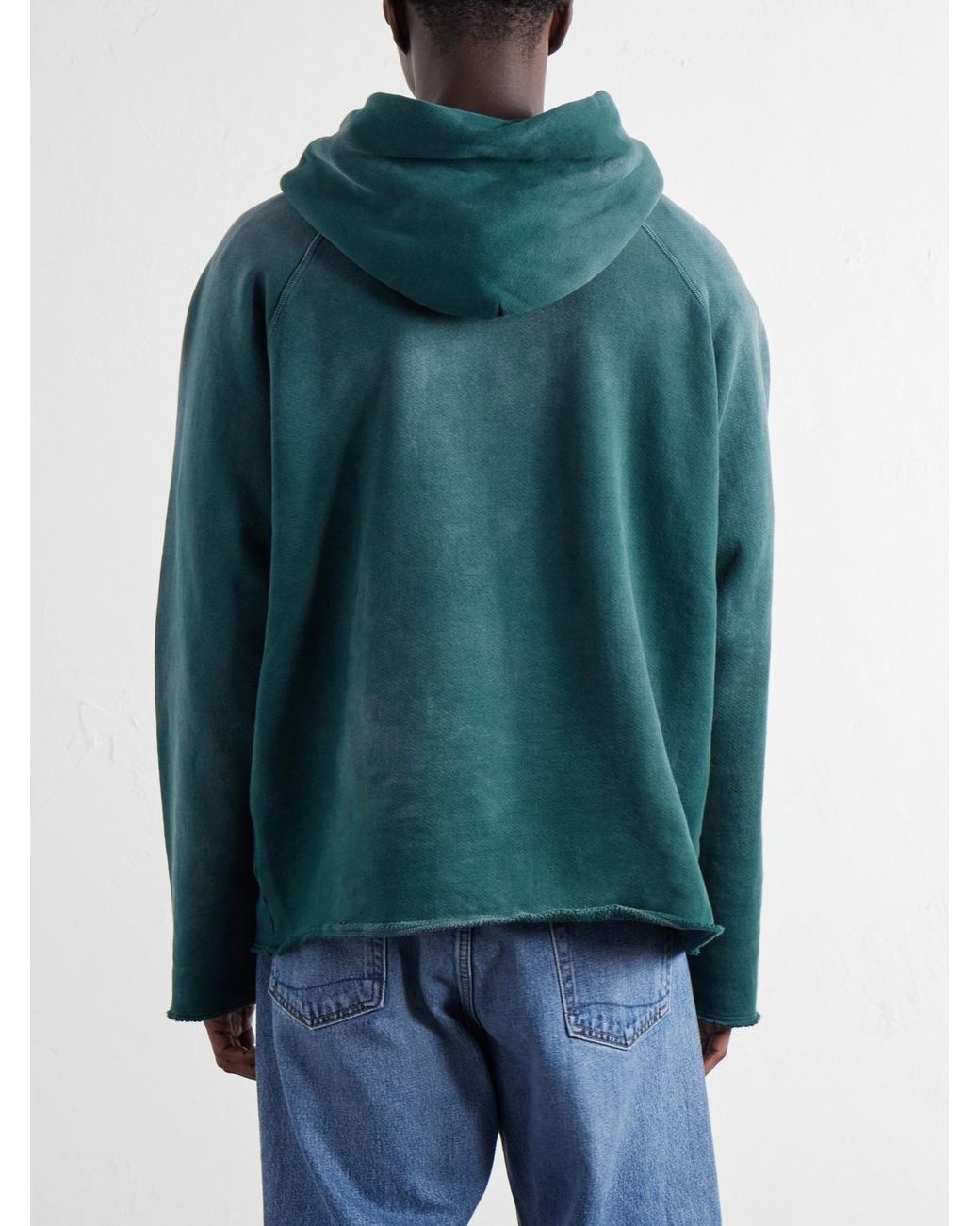 Les Tien Green Cotton-Jersey Raglan Hoodie for men