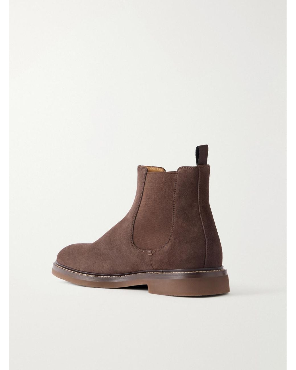Brunello Cucinelli Brown Suede Chelsea Boots for men
