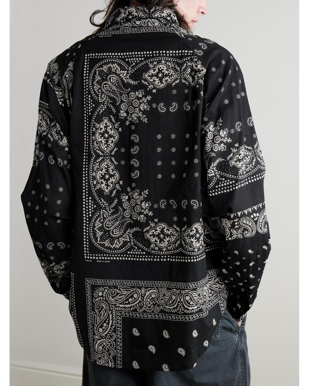 Kapital Black Bandana-Print Patchwork Cotton-Gauze Shirt for men