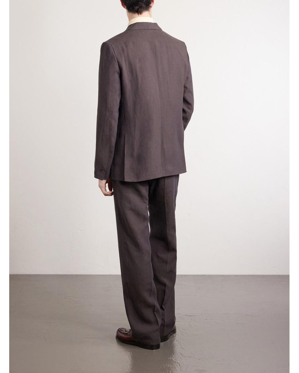 A Kind Of Guise Brown Shinji Shawl-Collar Linen Suit Jacket for men