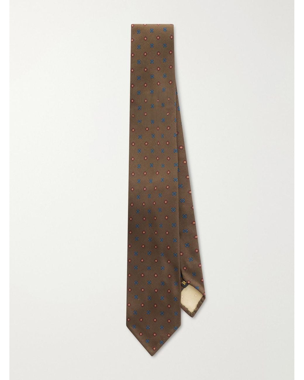 Rubinacci Natural 8Cm Printed Silk-Twill Tie for men