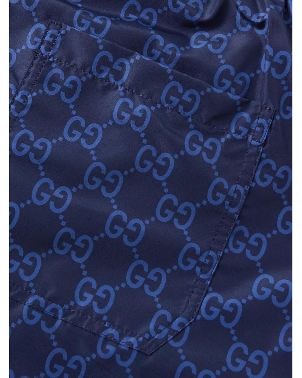 Gucci Blue Slim-Fit Mid-Length Logo-Print Striped Swim Shorts for men