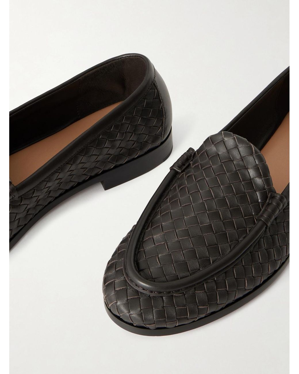 Bottega Veneta Black Intrecciato Leather Loafers for men