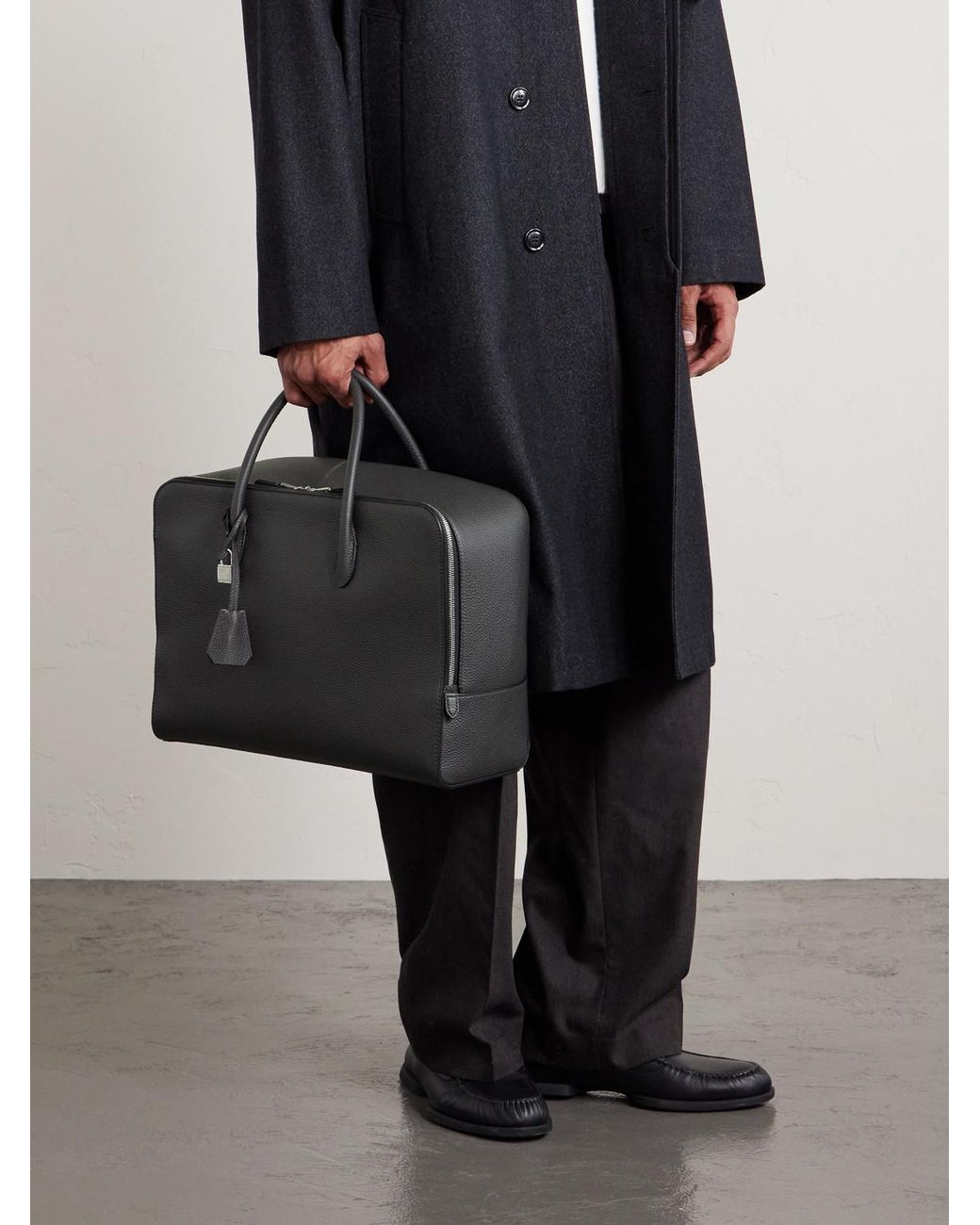 Dunhill Black Century Full-grain Leather Weekend Bag for men