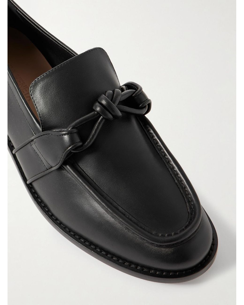 Bottega Veneta Black Astaire Knot-Detailed Leather Loafers for men